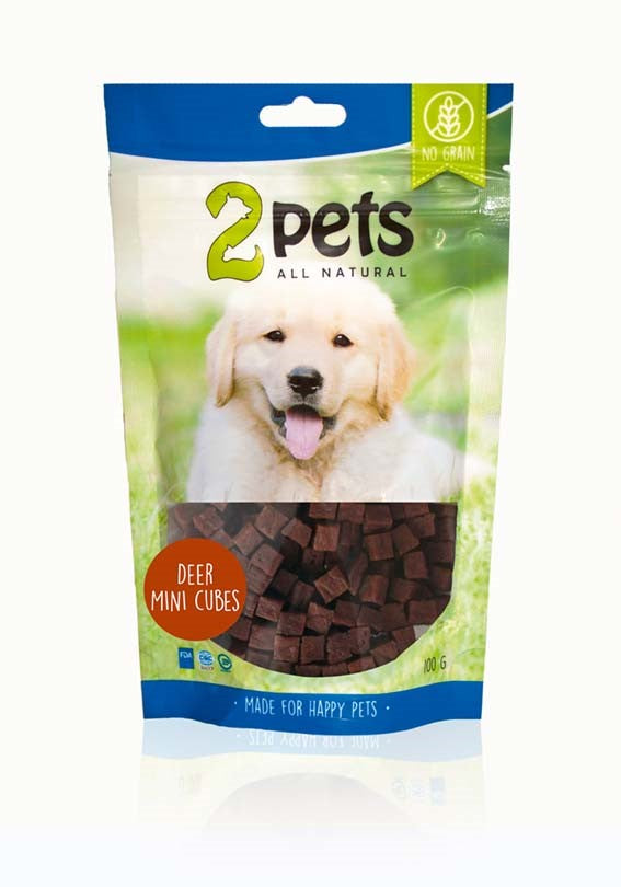 2pets Dogsnack Deer Mini Cubes Hundgodis 100g