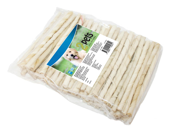 2pets Tuggpinne vriden vit, 12 cm/ 5-6 mm, 100-pack