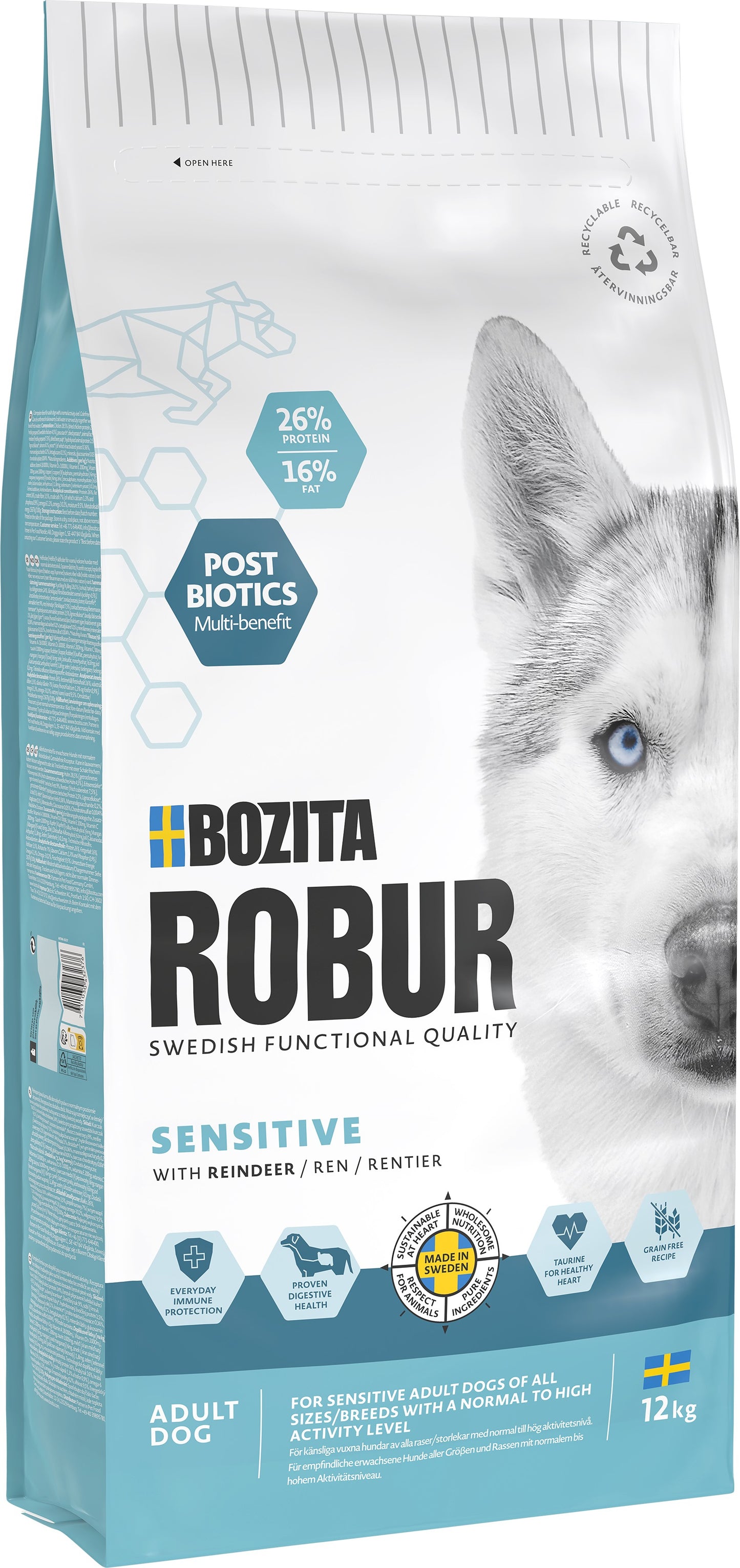 Bozita Robur Adult Sensitive Reindeer Hundfoder 12kg