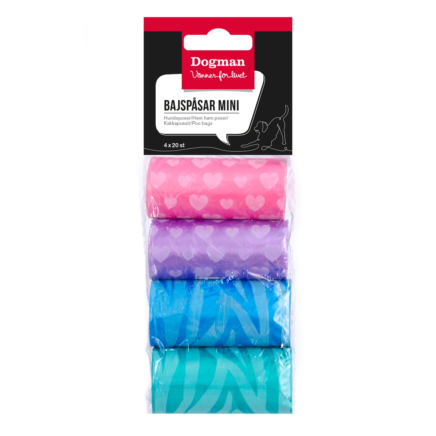 Dogman Bajspåsar Mini Mixade färger 4x20p