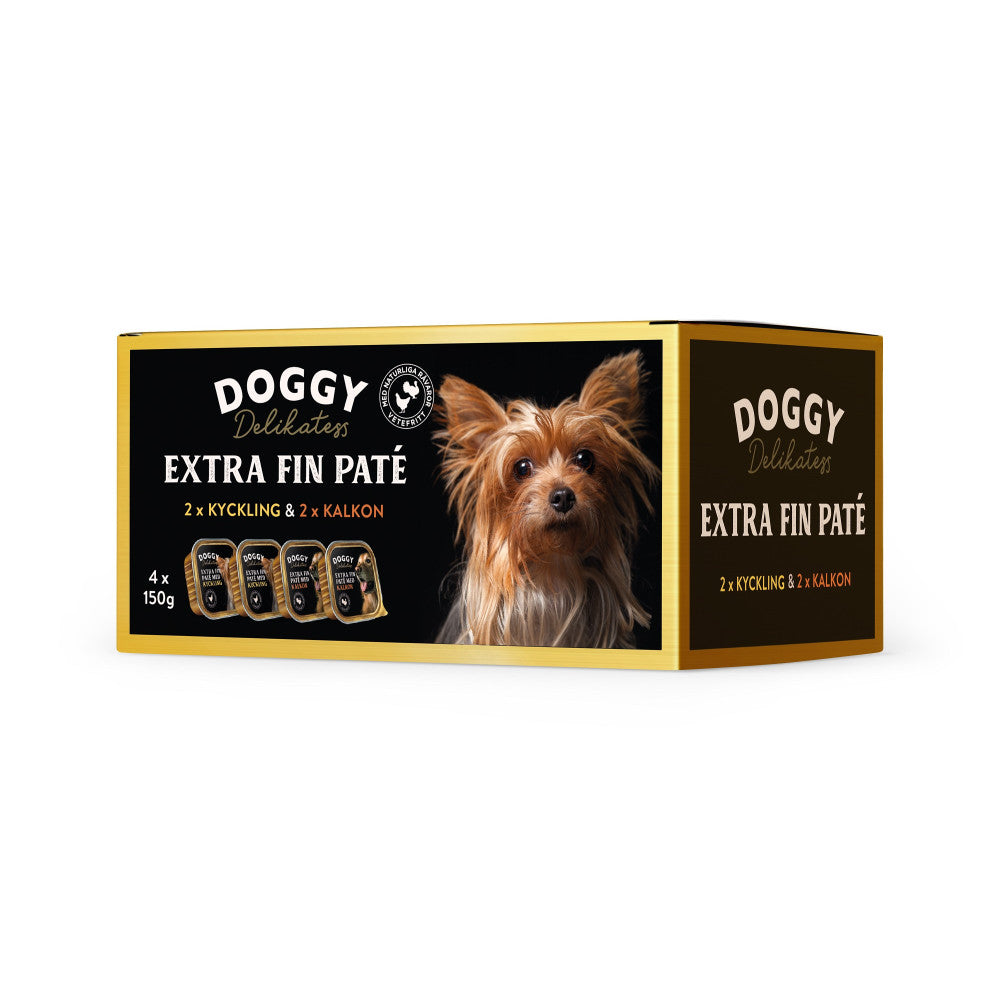 Doggy Delikatess Extra Fin Paté Kyckling & Kalkon 4x150g