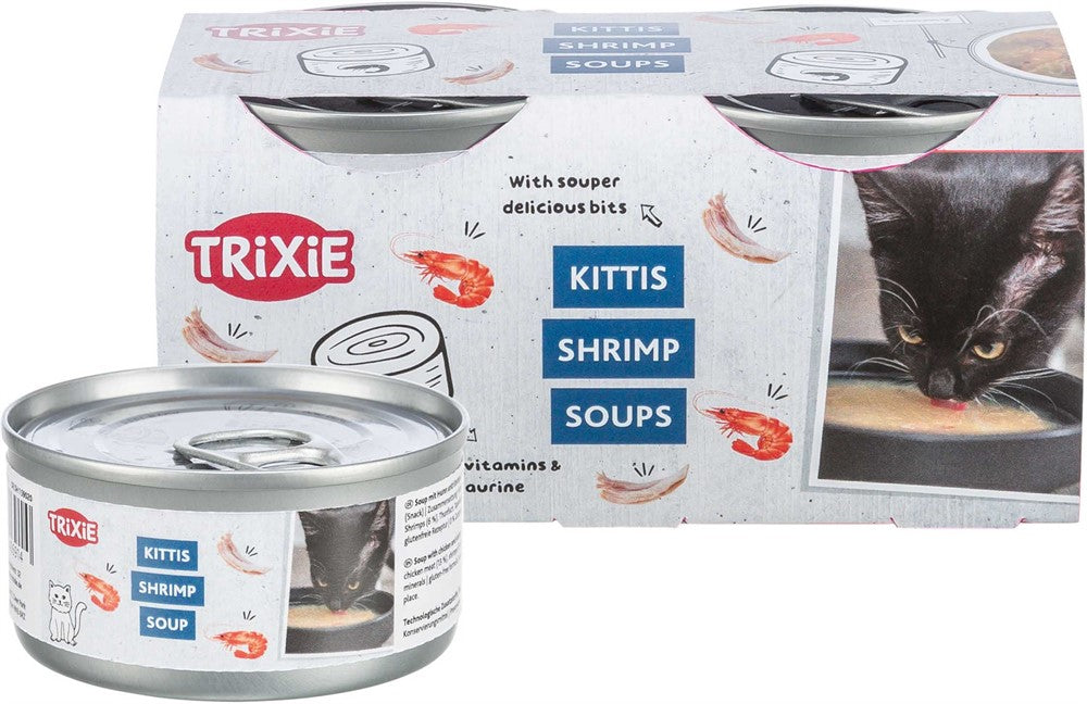Räksoppa, 4 × 80 g konserv med kyckling & räkor,