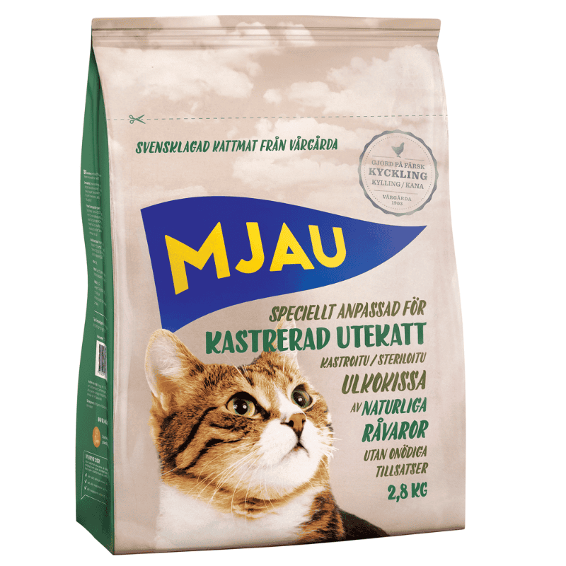Mjau Kastrerad Utekatt Torrfoder Kyckling 2,8kg