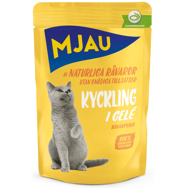 Mjau - Bitar i gelé med kyckling