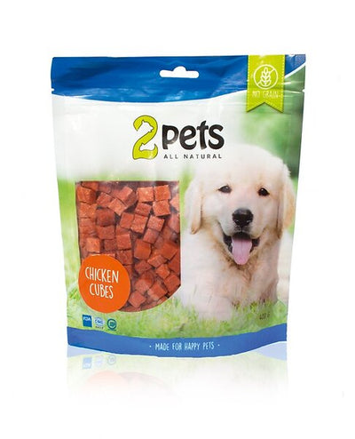 2 Pets Dogsnack Chicken Cubes 400g
