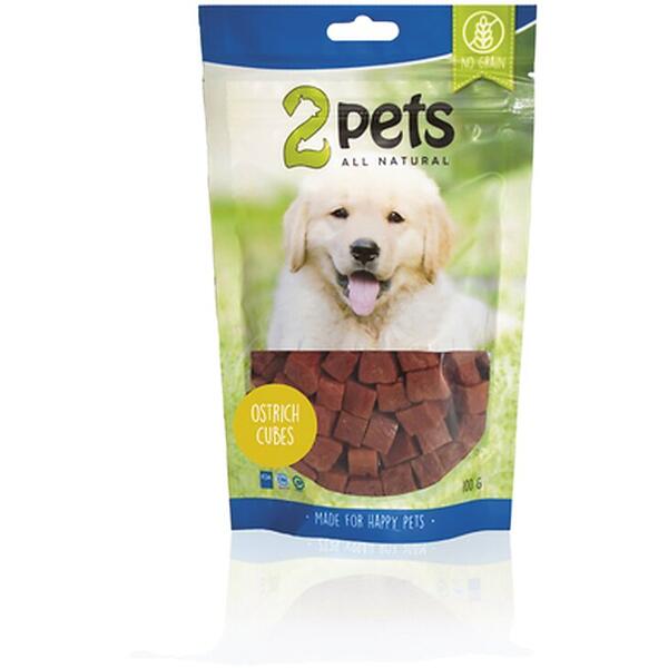 2pets Dogsnack Ostrich Cubes