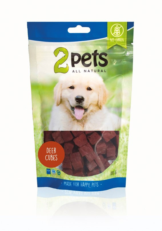 2Pets Hundgodis 2pets Dogsnack Deer Cubes 100 g