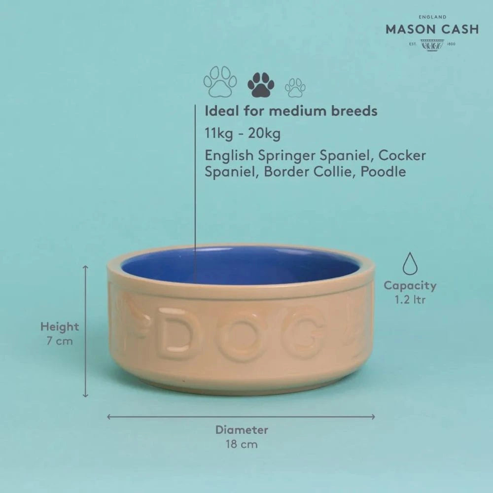 Hundskål PETWARE CANE 18 cm, kanel/blå, stengods, Mason Cash