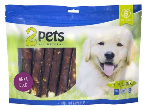 2 pets Dogsnack Duck Chewbone 17cm/18st