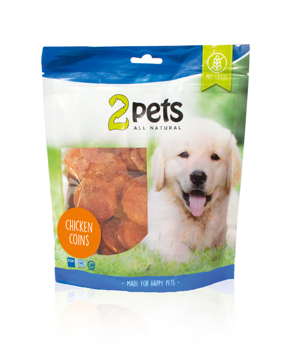 2 pets Dogsnack Chicken Coins, 400 g