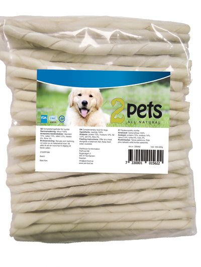 2pets Tuggpinne vriden vit, 12 cm/ 5-6 mm, 100-pack
