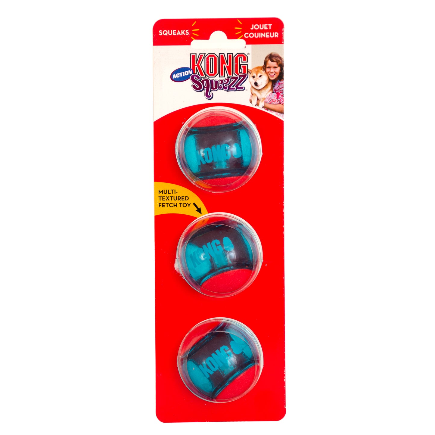 Kong Leksak Squeezz Action Ball 3p Flerfärgad S