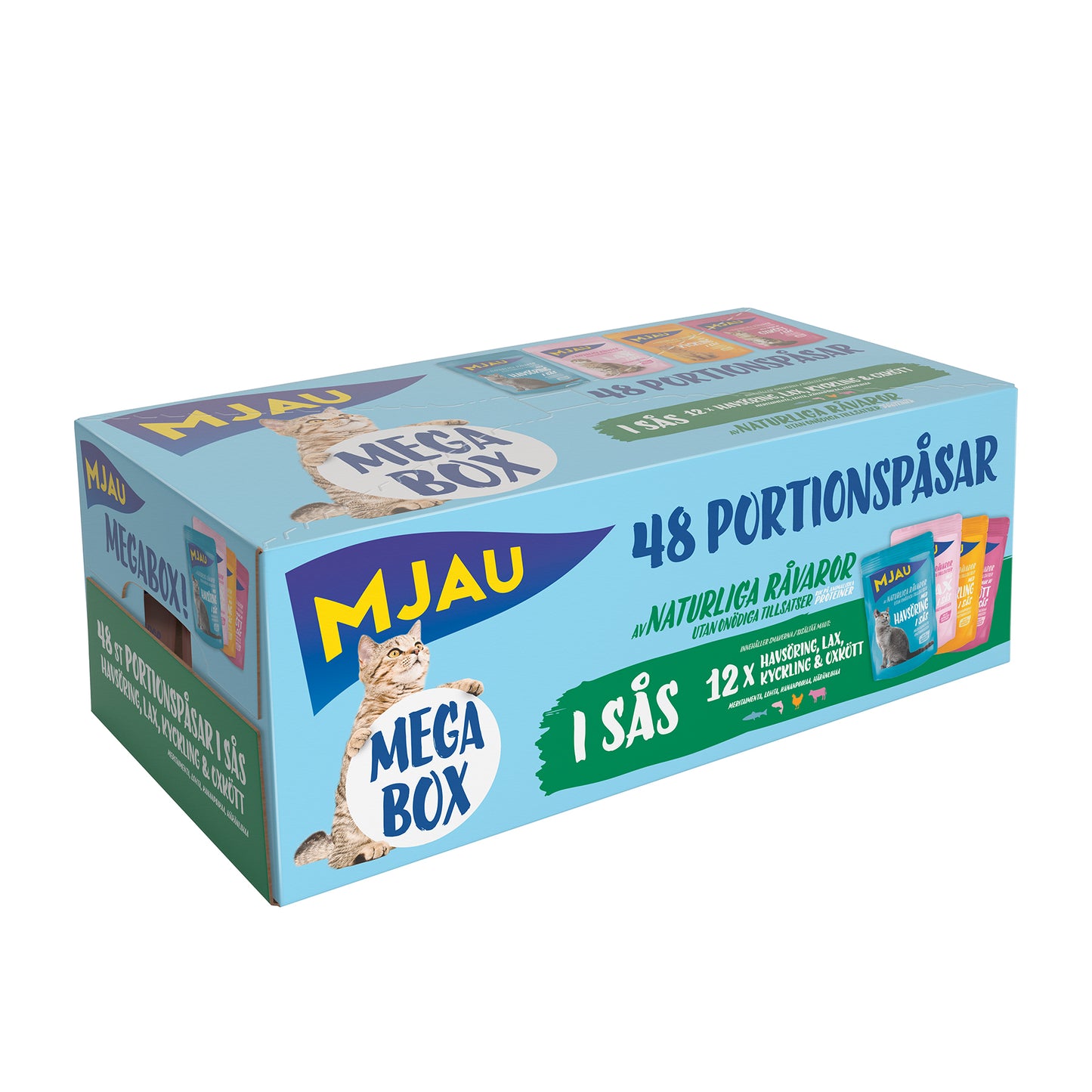 Mjau kött&fisk i sås megabox 48*85g