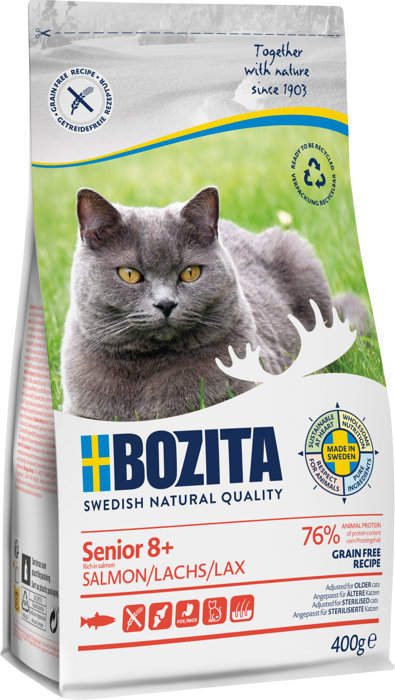 Bozita Senior 8+ Lax Spannmålsfritt Kattfoder 400g