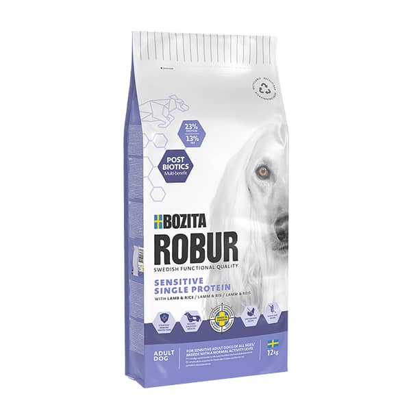 Bozita Robur Adult Sensitive Single Protein Lamb & Rice – Torrfoder 12 kg
