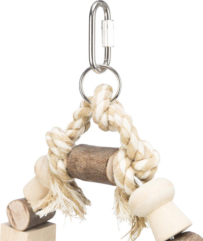 Fågelleksak, gunga med färgade träklossar, 13×19 cm
