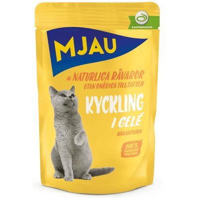 Mjau - Bitar i gelé med kyckling