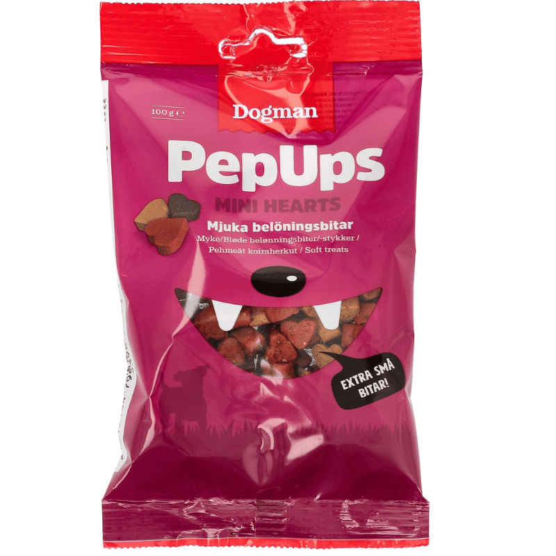 PepUps Mini Hearts Hundgodis Kyckling, Biff & Lamm 50g