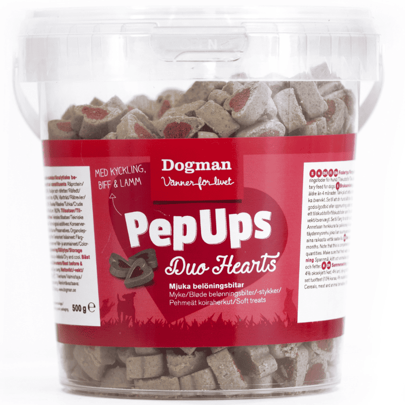 PepUps Duo Hearts 3-smak Hundgodis 100g