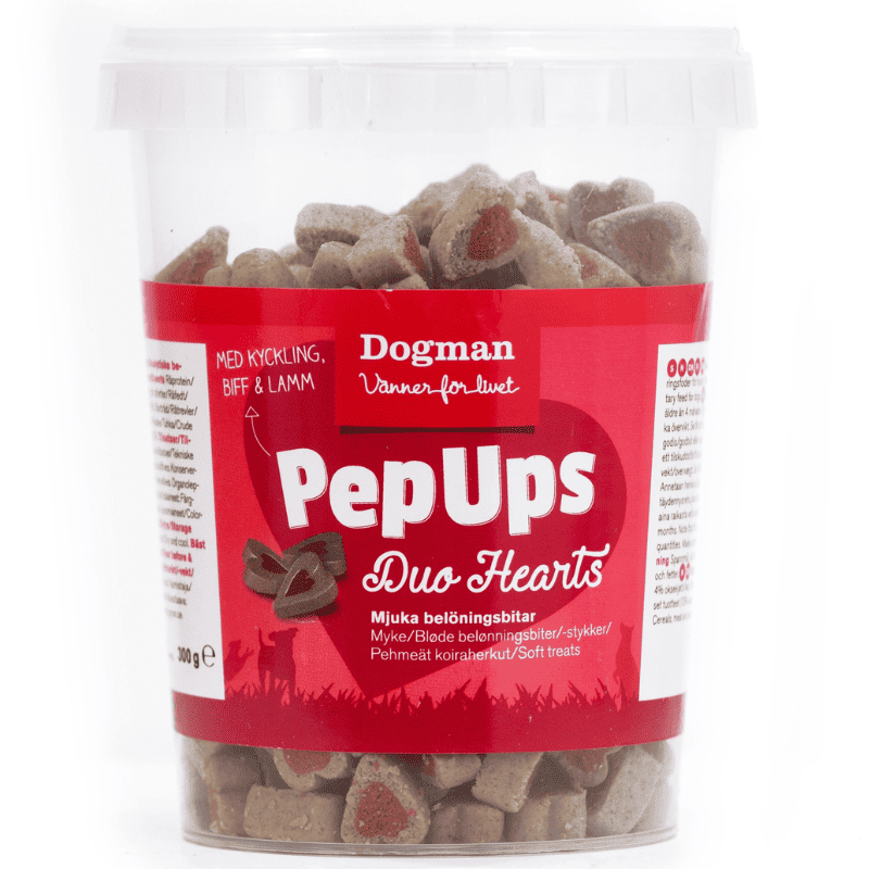 PepUps Duo Hearts 3-smak Hundgodis 100g