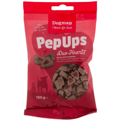 PepUps Duo Hearts 3-smak Hundgodis 100g