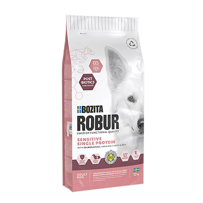 Bozita Robur Adult Sensitive Single Protein Salmon & Rice – Torrfoder 12 kg