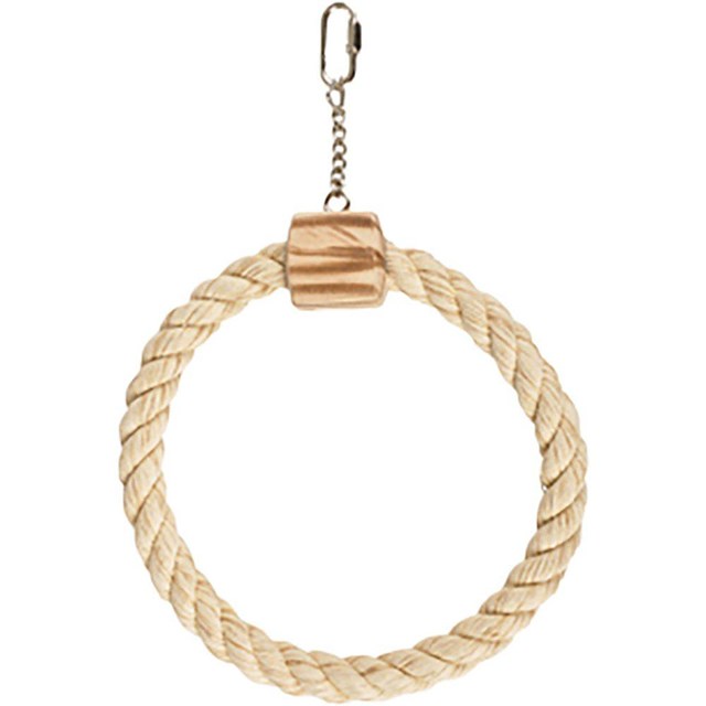 Flamingo Fågelleksak rep med ring - 18 cm