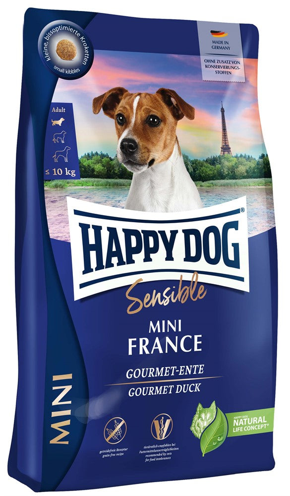 Happy Dog Sensible Mini France 800g – Vetefritt Hundfoder med Anka för Små Raser