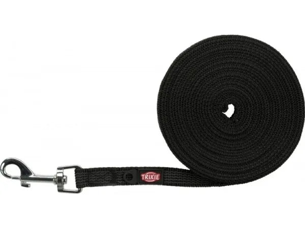 Trixie Tracking leash rubberised S-M: 5 m/15 mm - black